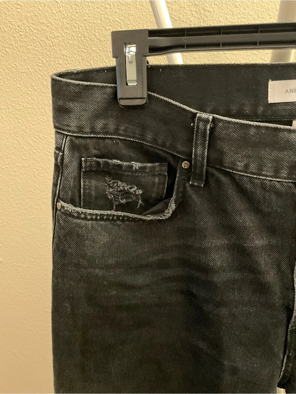 Anine Bing Black Distressed Straight leg Jeans
